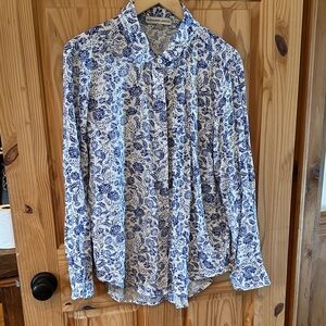 Blouse blue and White